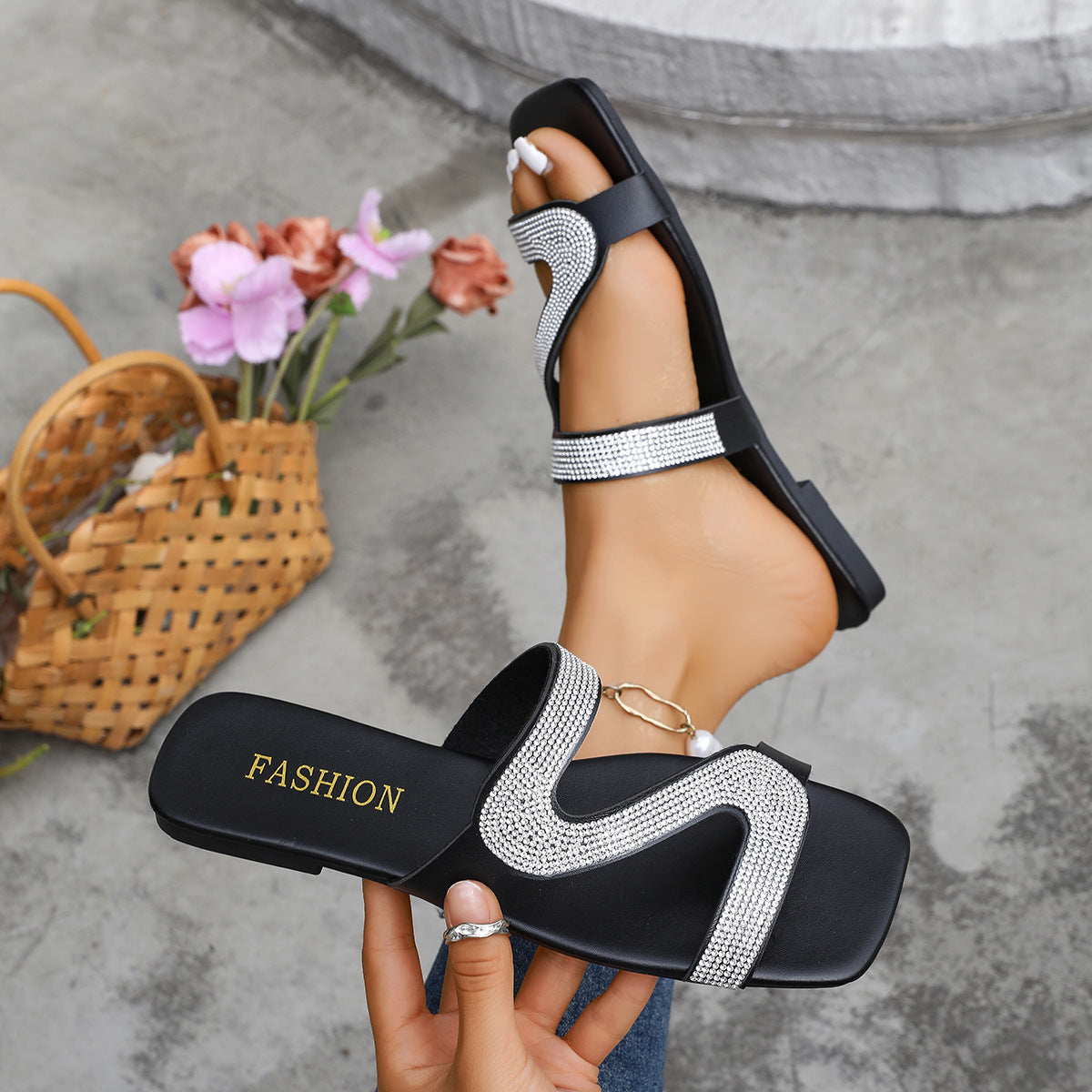 Damen Glitzernde und elegante Riemchen-Sandalen R&B
