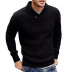 Herren Strickpullover mit Schalkragen und Knopfdetail