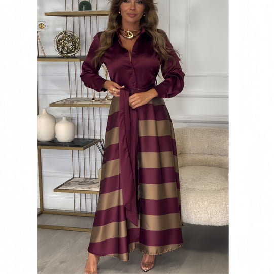 Damen Elegantes Blusenrock-Ensemble mit seitlichem Bindegürtel R&B