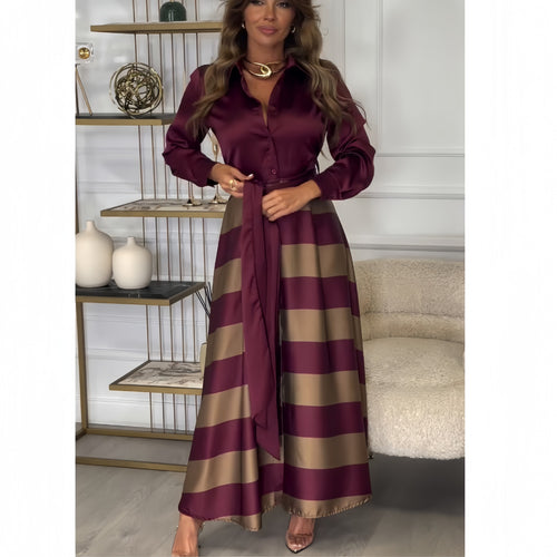 Damen Elegantes Blusenrock-Ensemble mit seitlichem Bindegürtel R&B