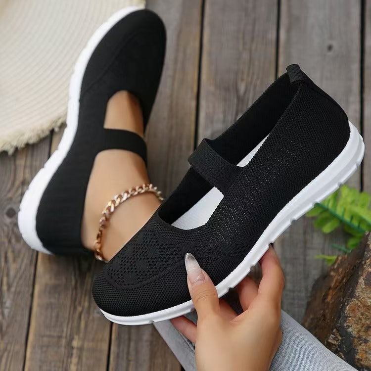 Damen Atmungsaktive und flexible Ballerinas mit elastischem Riemen R&B