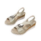 Damen Wedge-Sandalen mit dekorativem Riemen und modischem Anhänger R&B
