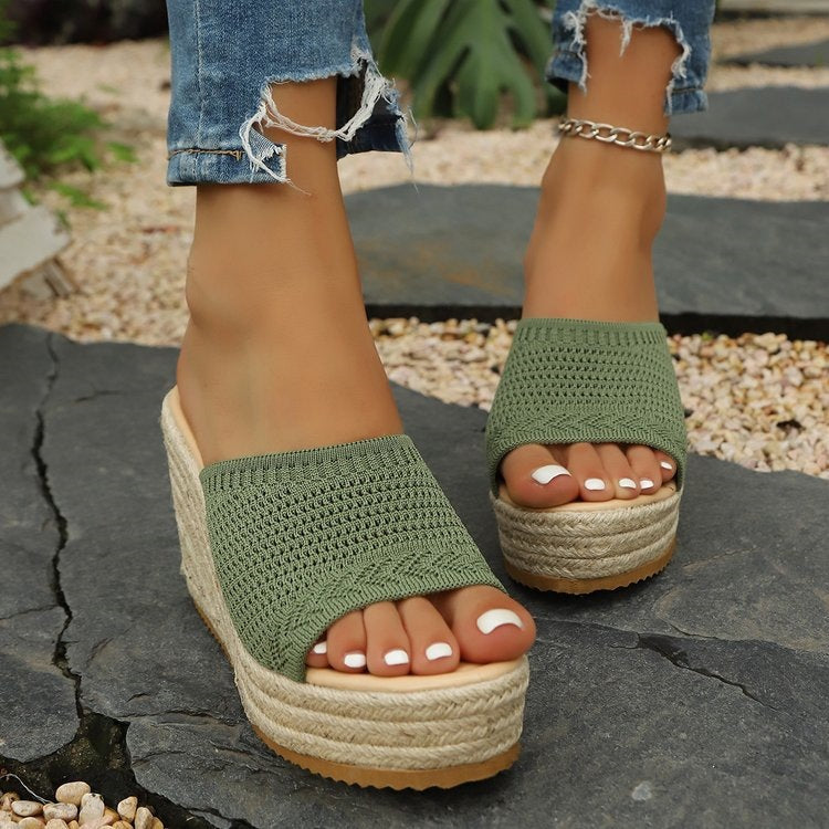 Damen Plateausandalen mit geflochtener Oberseite R&B