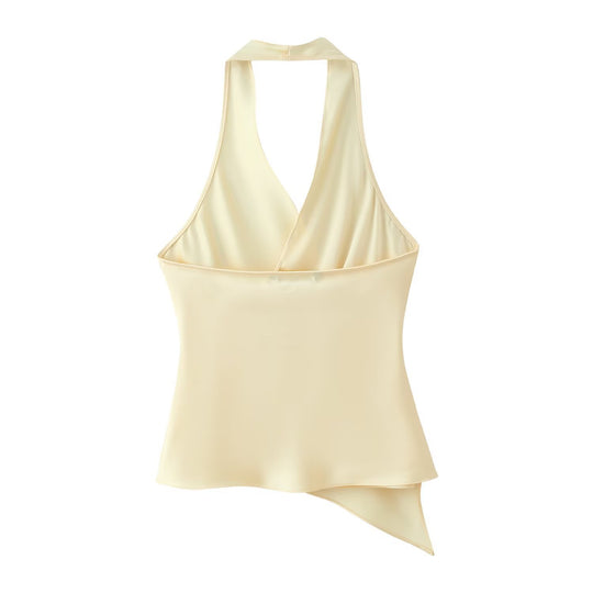 Damen Wickeloberteil aus fließendem Satin mit elegantem Rückenausschnitt R&B
