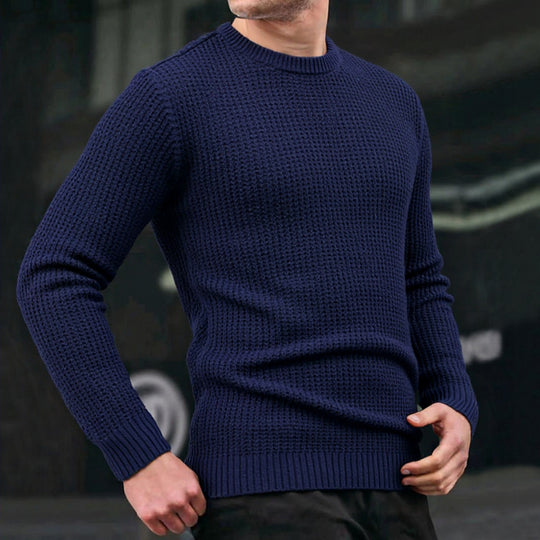 Herren lockerer Strickpullover mit Waffelmuster R&B