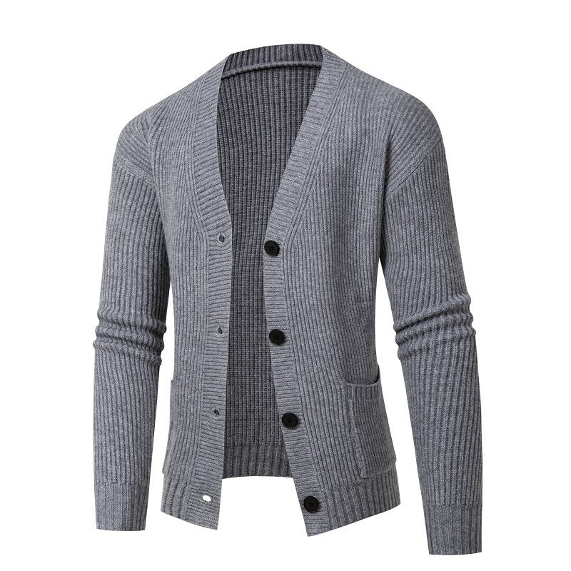 Damen gestreifte Strickjacke mit modischem Schnitt und praktischen Taschen R&B