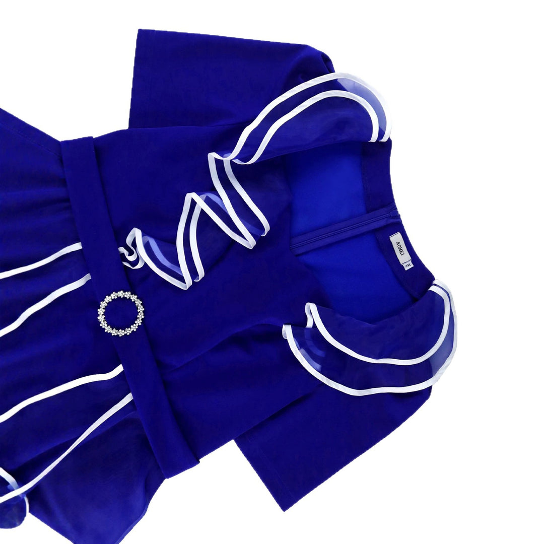 Damen figurbetontes Kleid mit fließendem Rüschendesign R&B