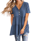 Damen Tunika-Top mit V-Ausschnitt und knöpfbarem Design R&B