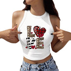 Damen Crop-Top mit aufregendem Herz-Motiv und modischem Schriftzug R&B