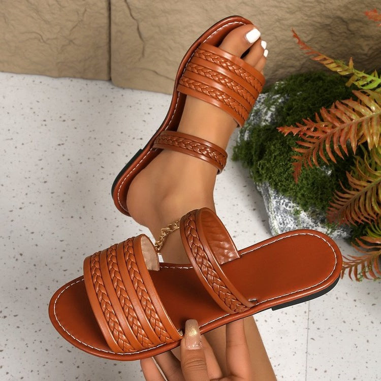 Damen Komfortable Riemchensandalen mit geflochtenem Design R&B