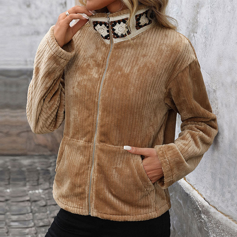 Damen Fleecejacke im komfortablen Rippdesign