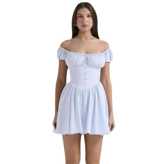 Damen Mini-Kleid mit elegantem Rüschendesign und figurbetontem Oberteil R&B
