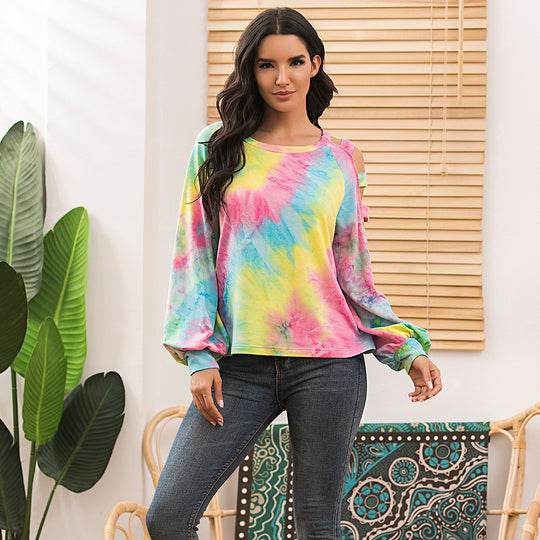 Damen lässiger Kapuzenpullover mit modischem Tie-Dye-Muster R&B