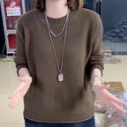 Damen lässiger Strickpullover mit strukturierter Oberfläche und weitem Schnitt R&B