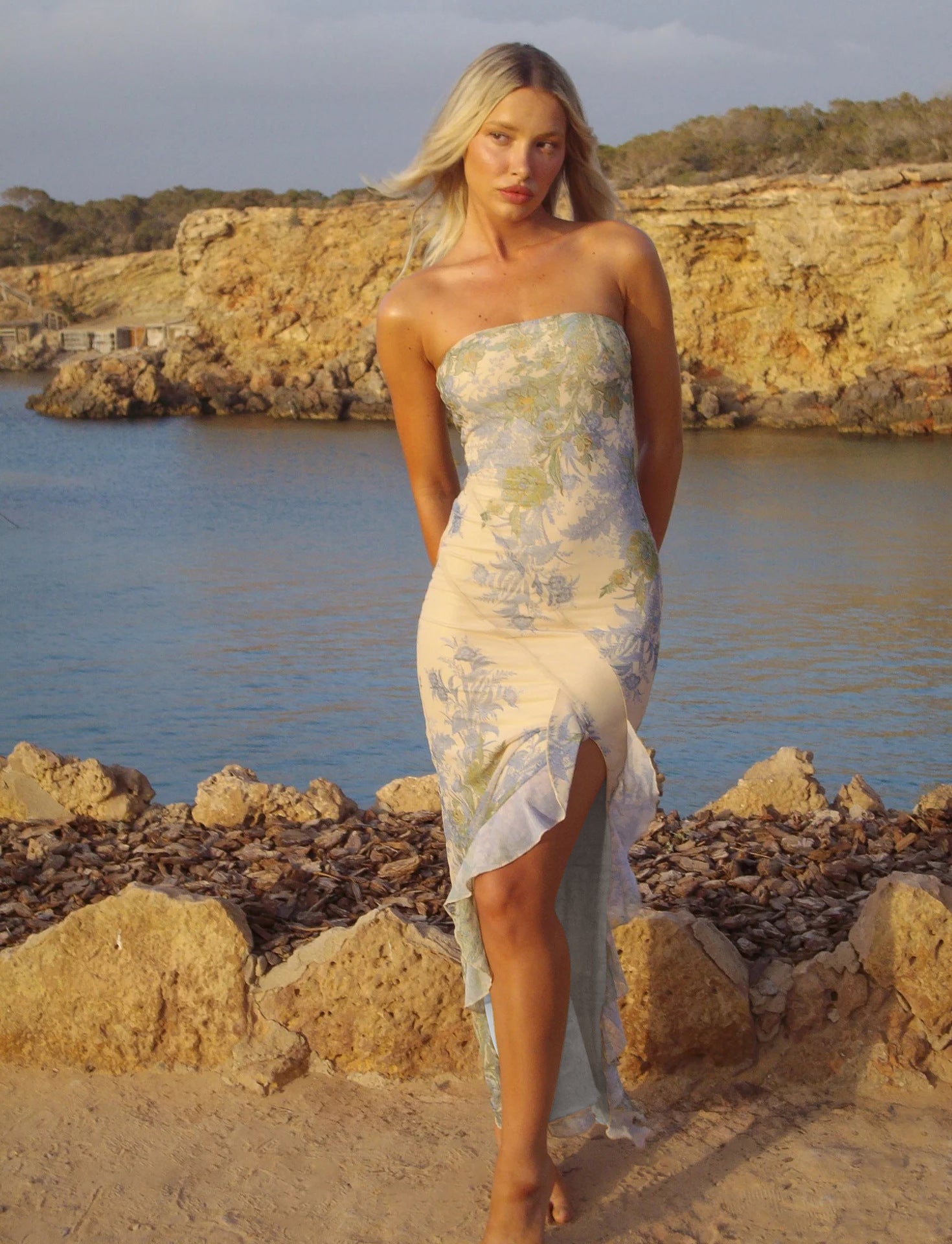 Damen Sommerliches Strandkleid mit elegantem seitlichem Schlitz R&B
