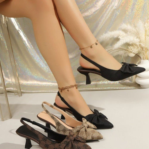 Damen Slingback-Pumps mit dekorativem Schleifen-Design und bequemem Blockabsatz R&B
