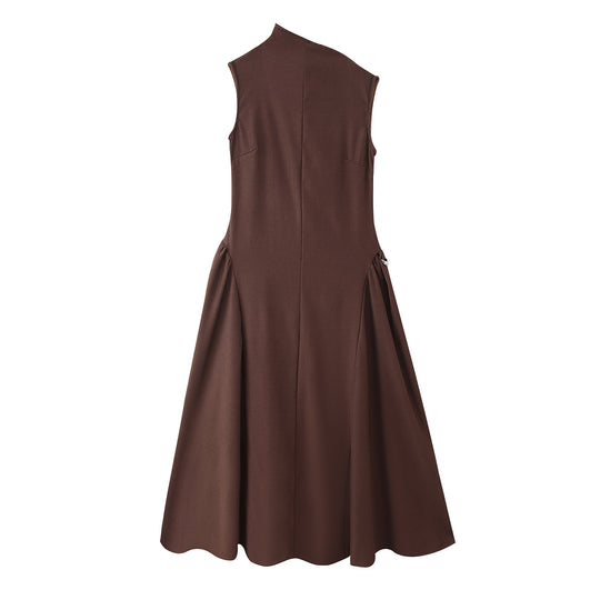 Damen ärmelloses Abendkleid mit asymmetrischem Schnitt und elegantem Fall R&B