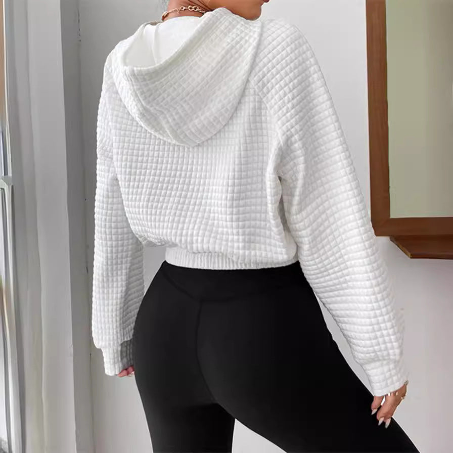 Damen modischer cropped Hoodie mit strukturierter Oberfläche R&B