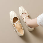 Damen Elegante Ballerinas mit verstellbarem Riemchen und komfortablem Blockabsatz