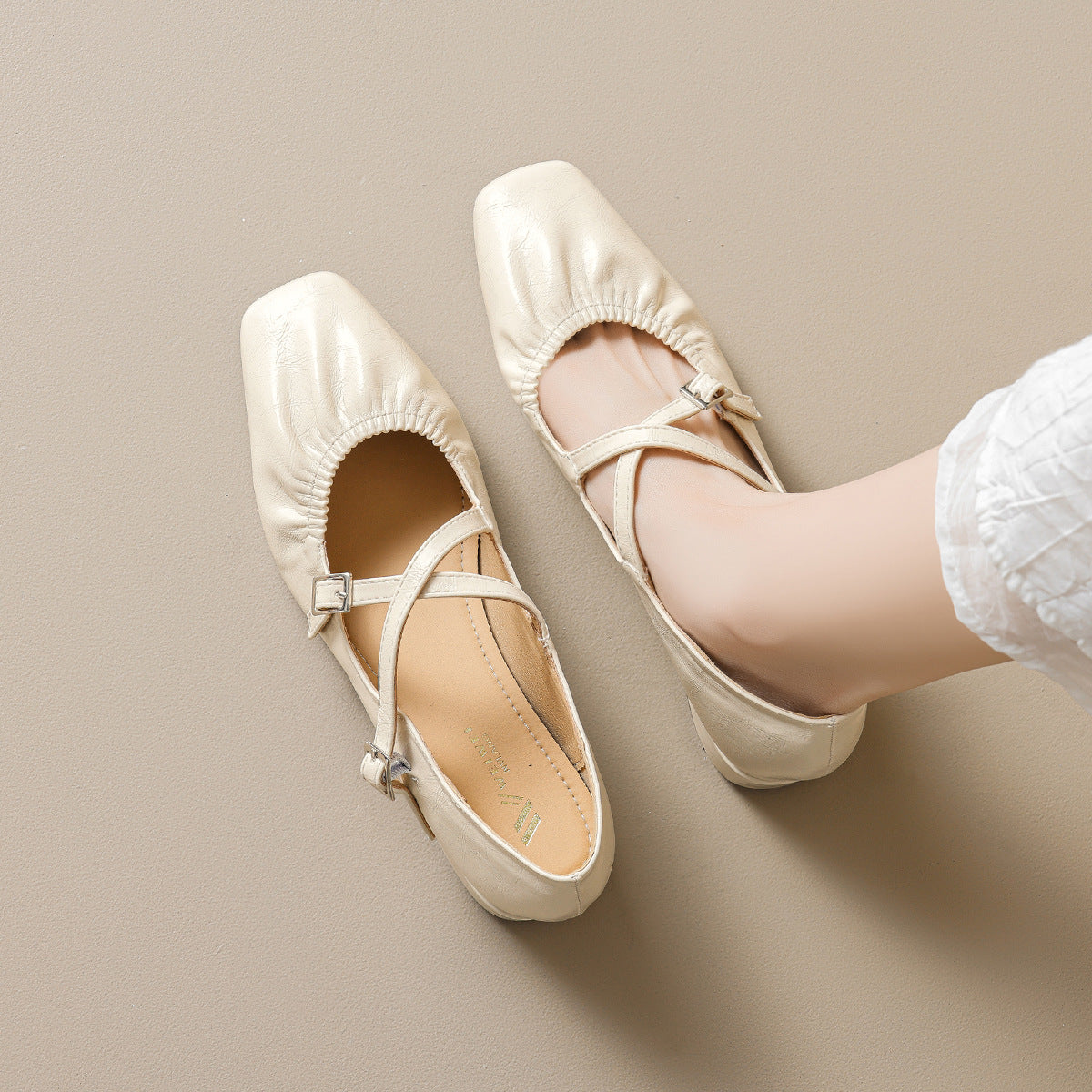 Damen Elegante Ballerinas mit verstellbarem Riemchen und komfortablem Blockabsatz