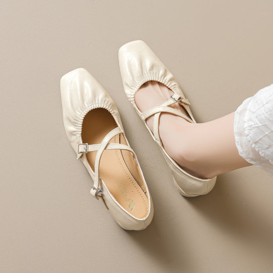 Damen Elegante Ballerinas mit verstellbarem Riemchen und komfortablem Blockabsatz R&B