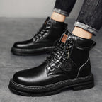 Damen Lederstiefeletten mit robustem Profil und Schnürung R&B