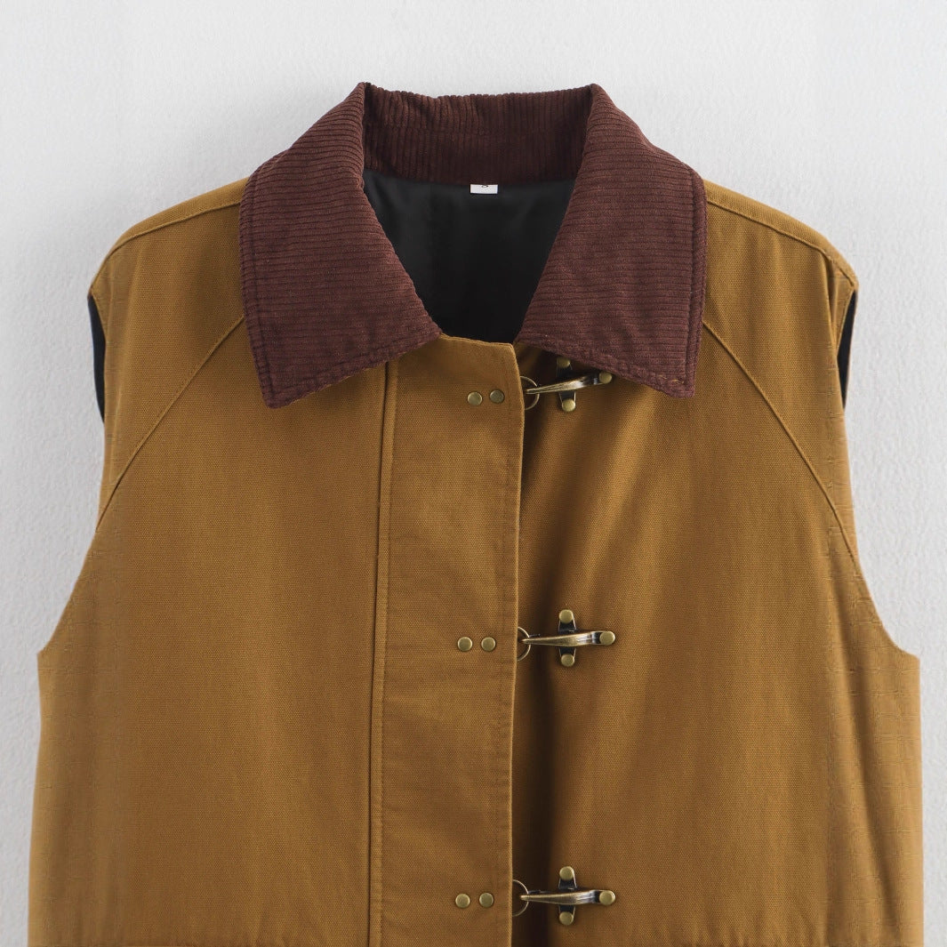 Damen lässige Utility-Jacke mit funktionalen Taschen und praktischer Knopfverschluss R&B
