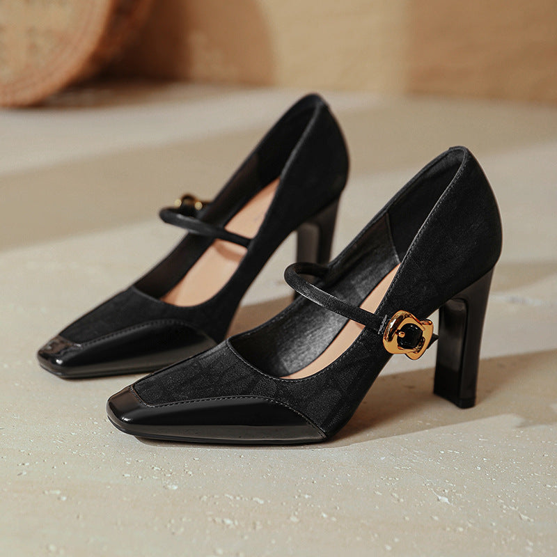 Damen elegante Mary Jane Pumps mit robustem Blockabsatz R&B