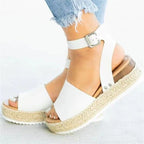 Damen Wedge-Sandaletten mit verstellbarem Riemen und luxuriösem Bastdesign R&B