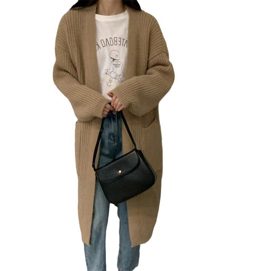Damen Strickcardigan mit lockerer Silhouette und tiefen Taschen R&B