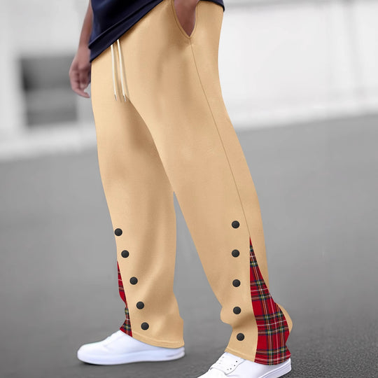 Herren Sportliche Jogginghose mit kontrastierenden Druckknöpfen und atmungsaktivem Stoff R&B