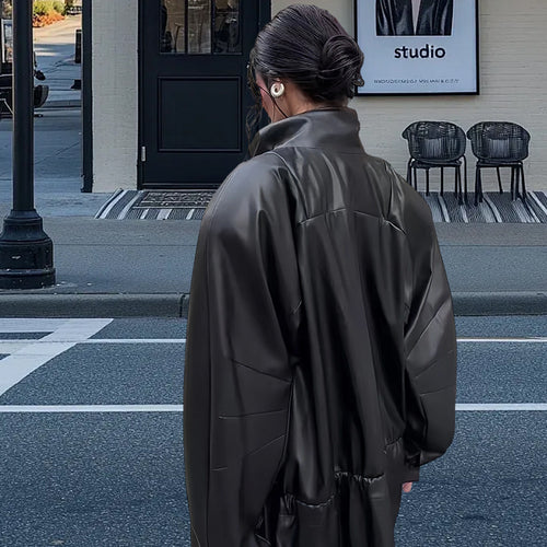 Damen Oversize-Thermojacke mit hohem Kragen und strukturierter Oberfläche R&B