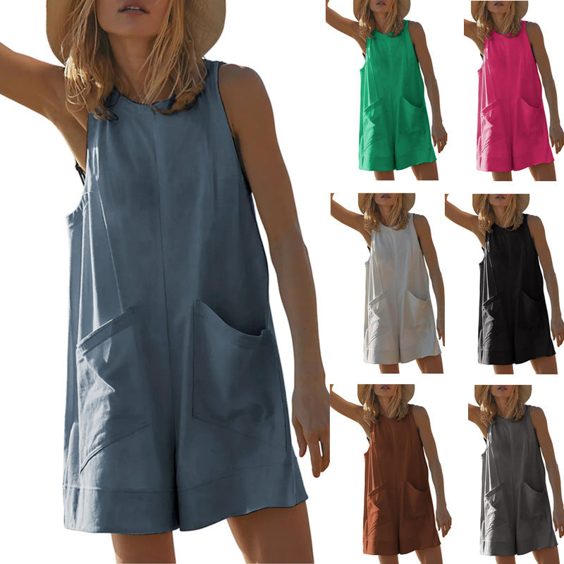 Damen Lässiger Jumpsuit mit praktischen Taschen und weit geschnittenem Design R&B