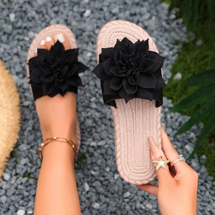 Damen Bequeme Pantoletten mit floralem Dekor R&B