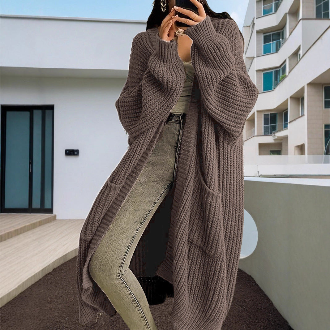 Damen Großer Strickcardigan mit offenen Ärmeln und gemütlichem Schnitt R&B