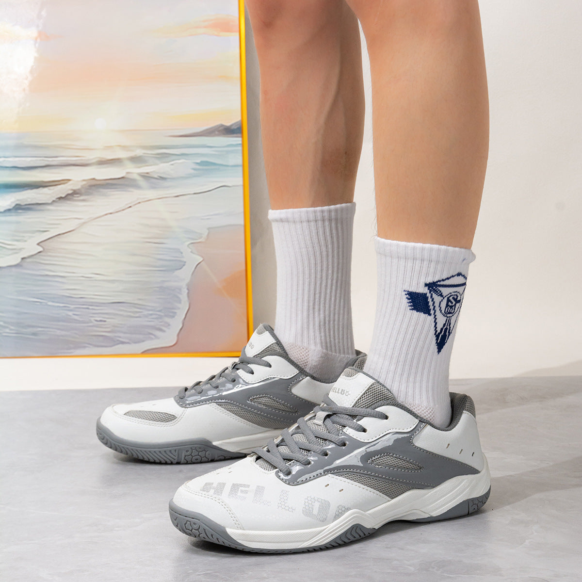 Unisex nan leichte atmungsaktive Indoor-Tennisschuhe mit stoßdämpfender Gummisohle R&B