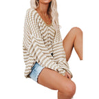 Damen lässiger Strickpullover mit weitem Arm und offener Schulter R&B