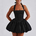 Damen A-Linien Kleid mit schwingendem Rock und Halterneck R&B