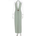 Damen Elegantes Wickelkleid mit tiefer V-Ausschnitt und raffiniertem Gürtel R&B
