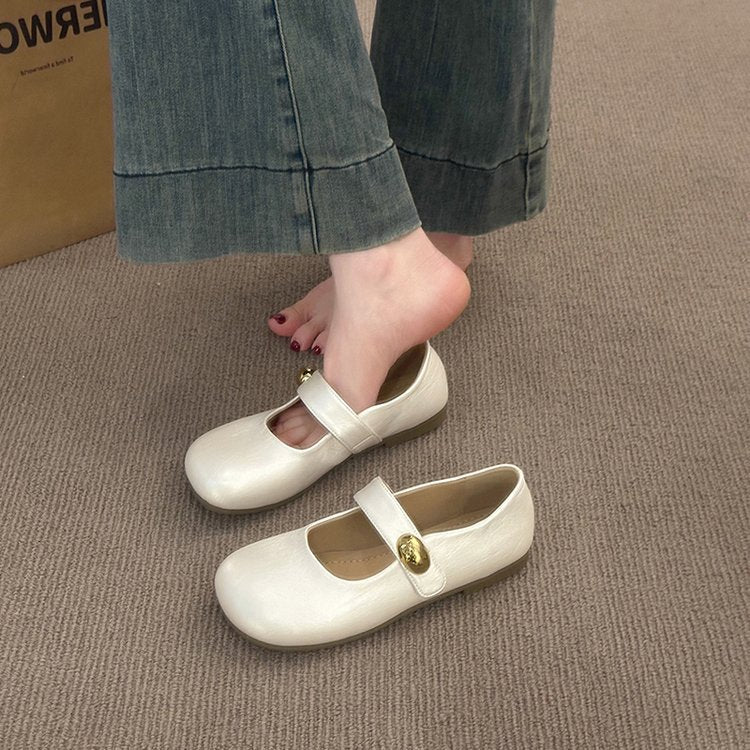 Damen elegante Mary Jane Ballerinas mit dekorativem Knopf R&B