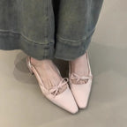 Damen elegante Slingback-Ballerinas mit dekorativem Schleifenakzent R&B