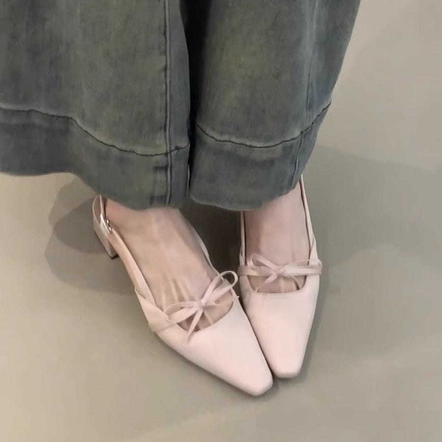 Damen elegante Slingback-Ballerinas mit dekorativem Schleifenakzent R&B