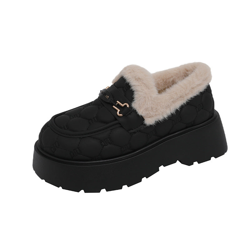 Damen Gemütliche Slipper mit warmem Futter und modischem Plateau-Heel R&B