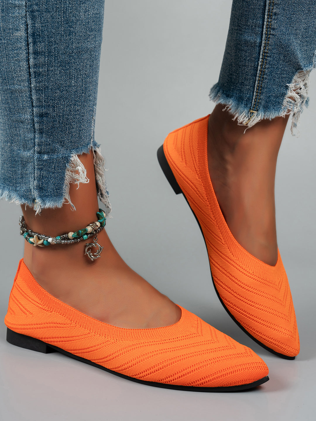Damen elegante Ballerinas aus atmungsaktivem Strickmaterial R&B