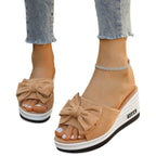 Damen Plateausandalen mit modischer Schleifenapplikation und komfortabler Sohle R&B