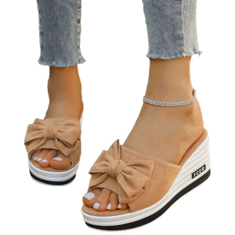 Damen Plateausandalen mit modischer Schleifenapplikation und komfortabler Sohle R&B