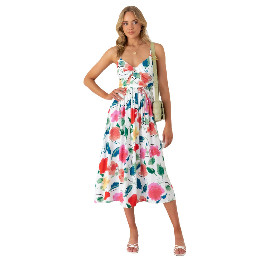 Damen Midikleid mit elegantem Wickeldesign und floralem Mustermix R&B
