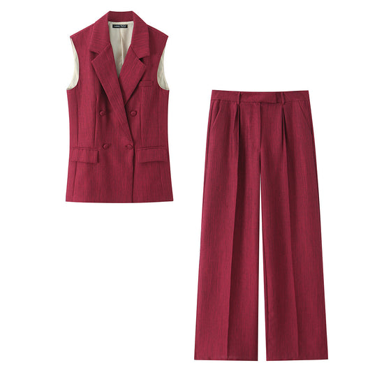 Damen Zweiteiliges Anzug-Outfit mit ärmelloser Weste und locker sitzenden Hose R&B