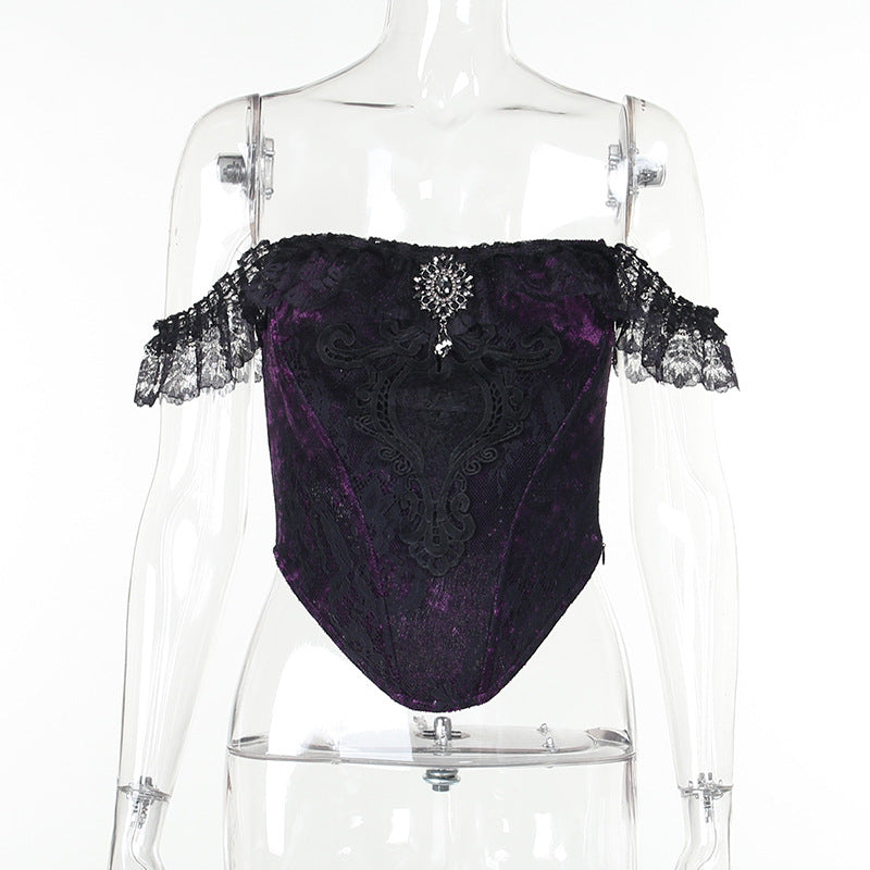 Damen figurbetonte Bluse mit Rüschendetails und Schnürung R&B