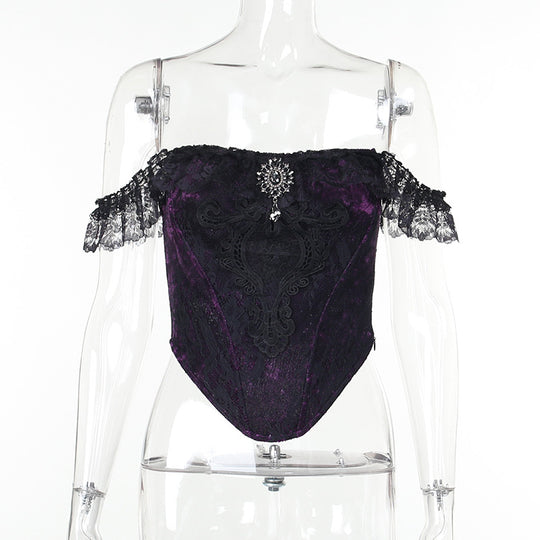 Damen figurbetonte Bluse mit Rüschendetails und Schnürung R&B